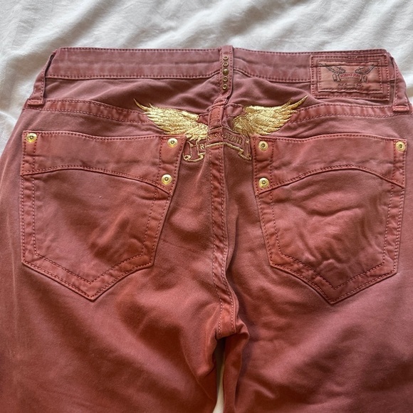 Robin’s Jean Women’s Size 25 Burgundy Bootcut Jeans Gold Embroidered Wings Y2K - Picture 7 of 13